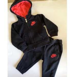 Nike Baby Girls Set Outfit hoodie sweat pants Black Pink 12 Months 12M preowned